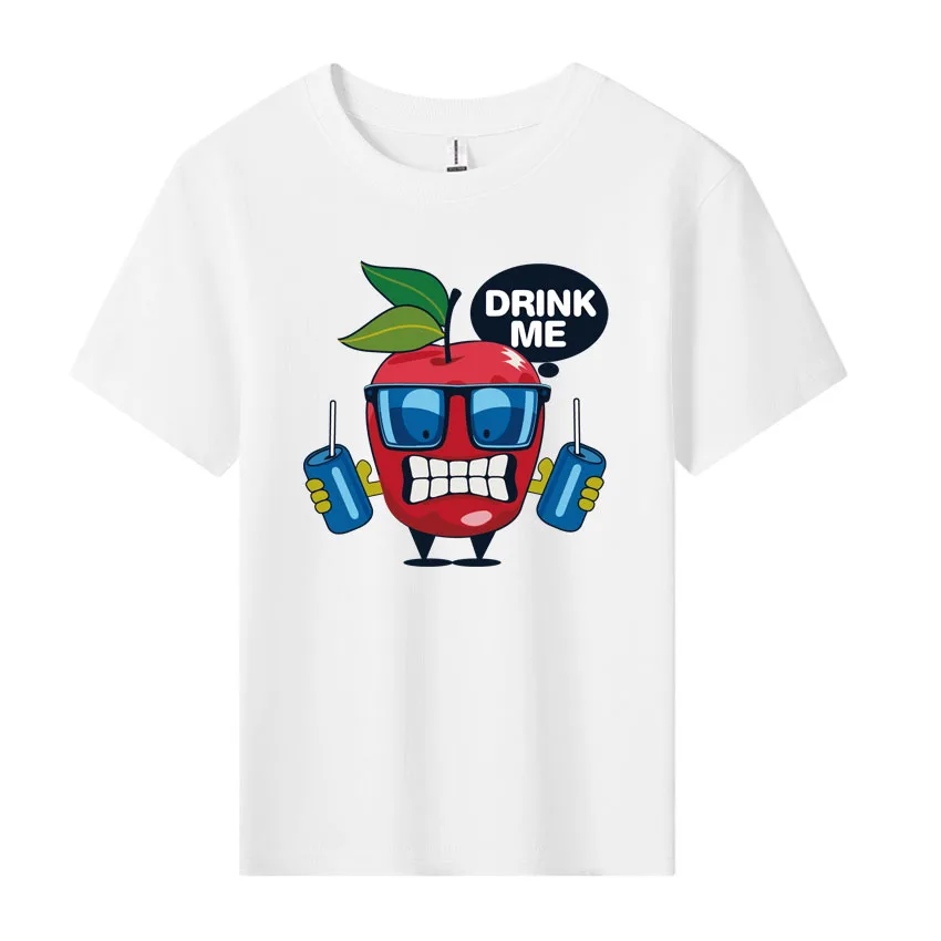 Super Cool Children Clothing Kids Boys Girls Summer Tops Cartoon Anime Apple Pineapple Print Tshirt Short Sleeve 100% Cotton Tee - Image 2